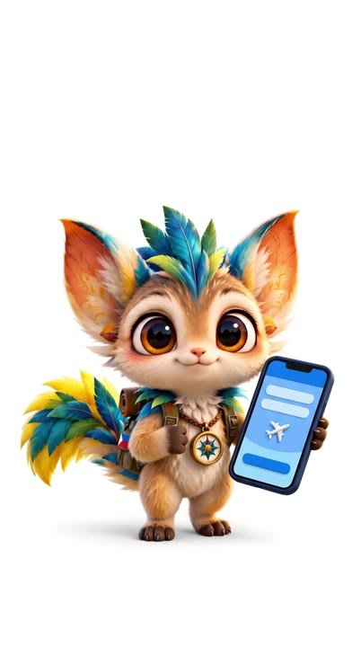 Luna holding a phone with a flight search